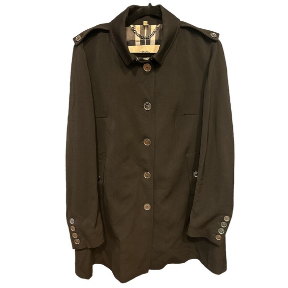 Burberry Women’s Button Up Jacket‎ Made In Italy Black Sz 14 - Picture 1 of 11